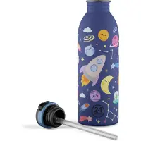 24Bottles Drinkfles 'Kids Urban' nachtblauw / geel / lila / pink