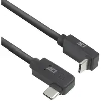 ACT USB 3.0 10Gbps 60W USB Type-C (haaks links/rechts) naar USB Type-C (haaks boven/beneden) kabel, 1 meter AC7481