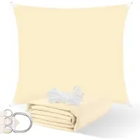 Springos Schaduwdoek | Zonnezeil | Rechthoekig | 4 x 3 m | 90% Schaduw | Crème | 160 g/m2