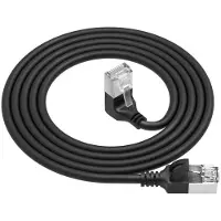 ACT UFTP CAT6a slimline netwerkkabel | haaks (beneden) / recht | LSZH | zwart | 1,5 meter