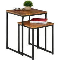 Relaxdays salontafel set van 2 - 2 groottes - vierkant - metaal - industrieel - woonkamer