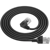 ACT DA1930 U/FTP CAT6A LSZH Slimline Patchkabel | RJ45 Connectoren Recht naar 90° Haaks Links | Zwart | 15 cm