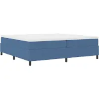 vidaXL Boxspring bed Blauw en Wit 200 x 200 cm Corduroy stof