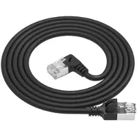 ACT UFTP CAT6a slimline netwerkkabel | haaks (rechts) / recht | LSZH | zwart | 3 meter