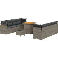 vidaXL Tuinbank Set 12 st 10-Aantal zitplaatsen Grijs poly rattan