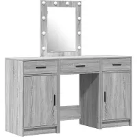 vidaXL Kaptafel met spiegellichten Grijs 50 x 41 x 135 cm Bewerkt hout