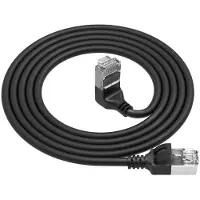ACT DA4930 U/FTP CAT6A LSZH Slimline Patchkabel | RJ45 Connectoren Recht naar 90° Haaks Boven | Zwart | 15 cm
