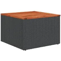 vidaXL Tuintafel zwart 55x55x37 cm poly rattan en acaciahout