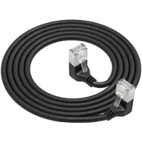 ACT DA5952 U/FTP CAT6A LSZH Slimline Patchkabel | RJ45 Connectoren 90° Haaks Beneden naar 90° Haaks Beneden | Zwart | 25 cm
