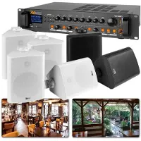 Power Dynamics Geluidsinstallatie - - 100V 2-zone geluidsinstallatie met 6 speakers voor binnen en buiten
