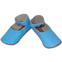 DeBoerLederwarenEnBijoux Lederen Babyslofjes Blauw | Klompslofjes
