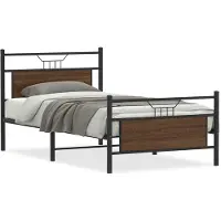 vidaXL Bedframe zonder matras 107x203 cm spaanplaat bruin eikenkleurig