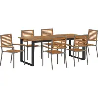 vidaXL Tuin Eettafel Set 7 st Grijs Massief Acacia Hout