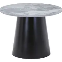 Ebuy24 Salontafel Brito - Marmerlook - Grijs/Zwart - Ø60cm