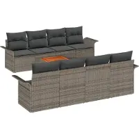 vidaXL Tuinset met 9 delen, grijs, polyrotan