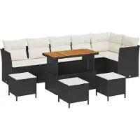 vidaXL Tuinbank Set 10 st 6-Aantal zitplaatsen Zwart en crème