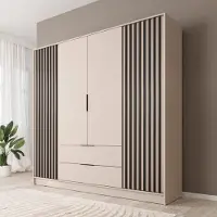 Meubella - Kledingkast Nairobi - Beige - Zwart - 206 cm