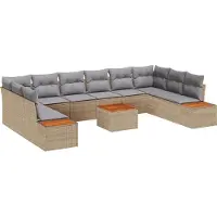 vidaXL Tuinbank Set 10 st 10-Aantal zitplaatsen Beige en Lichtgrijs