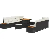 vidaXL Tuinbank Set 11 st 10-Aantal zitplaatsen Zwart Poly rattan