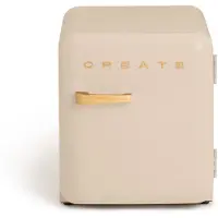 Create - Koelkast in retrostijl - Zand - Handvat Hout - FRIDGE RETRO 48L
