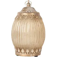 Clayre & Eef LED Lantaarn Ø 11x18 cm Beige Glas