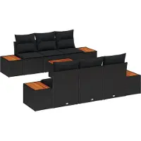 vidaXL Tuinbank Set 7 st Zwart Poly rattan
