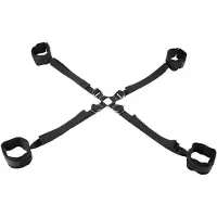 Sportsheets Velvet Noir Adjustable Hog Tie & Cuff set - Zwart