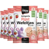 De Kleine Keuken 6x Bio Rijstwafeltjes Aardbei 7+m 35 Gr