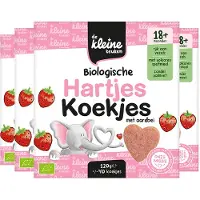 De Kleine Keuken 4x Bio Hartjeskoekjes Aardbei 120 gr