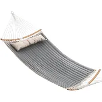 Songmics Hangmat voor 2 personen, Grijs+Beige