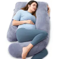 MOMCOZY - Zwangerschapskussen U vorm - Velours - Donkergrijs