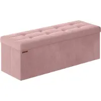 Songmics Bankje met opbergruimte van fluweel voor in de hal, Pastelroze / 38 x 110 x 38 cm