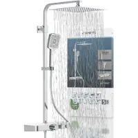 Schutte Regendouche opbouwset thermostatisch ocean 3 functies glazen planchet chroom wit