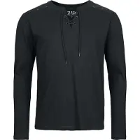 Black premium by emp Shirt met lange mouwen - Essential Longsleeve met rijgsluiting - M tot XXL - voor Mannen - zwart | Maat M
