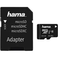 Hama microSDXC 256GB Klasse 10 UHS-I 80MB/s + Adapter/Mobiel (microSDXC, 256 GB, U1, UHS-I), Geheugenkaart, Zwart