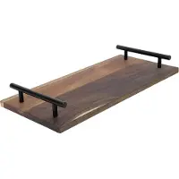 Merkloos Tray Acacia Met Zwarte Greep 36x17x2cm Bruin bruin Hout Serveerplank