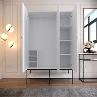 Skye Decor , model Martin 3 - Wit, garderobekast, wit, 100% melaminecoating op spaanplaat, 126 x 50 x 200 cm