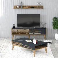Skye Decor , Valensiya 140 - Walnoot, Anthraciet, Woonkamer meubelset, Walnoot, 100% melaminecoating op spaanplaat, 140 x 45 x 35 cm