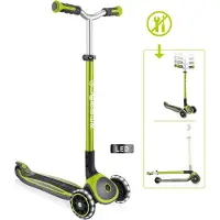 Globber MASTER LIGHTS – Driewieler voor kinderen, 125/80 mm, ABEC 5, verstelbare hoogte, LED-verlichte wielen, groen