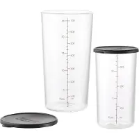 Esge Glazen beker set voor staf 700 en 400 ml, Maatbekers, Zwart, Transparant