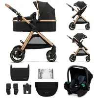 Kinderkraft ESME - multifunctionele 3-in-1 kinderwagen - geschikt tot 25 kg - babybadje met ventilatie - travel systeem - grote, geschikt voor ruw terrein - zwart