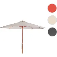 Mendler Parasol Florida, tuinpaviljoen, marktscherm, diameter 3,5 meter, polyester/hout, 7 kg, kleur: crème