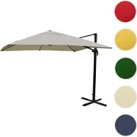 Mendler Gastronomie-scherm met pergola, model HWC-A96, 3,5 x 3,5 meter (diameter 4,95 meter), polyester, aluminium/staal, 25 kg, kleur crème-grijs, zonder standaard