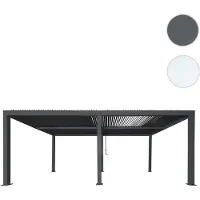 Mendler Pergola HWC-L46, tuinpaviljoen met lamellen, aluminium frame van 11 cm, regenafvoer die bestand is tegen storm, 3x6 meter antraciet
