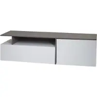 Mendler TV-meubel HWC-L34, laag kastje, tv-tafel, dressoir, tv-kast, commode, hout, 45x161x40cm, opbergruimte, betonlook, wit
