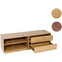 Mendler TV-meubel HWC-J78, TV-tafel, salontafel, dressoir, met lade, MDF, 42x140x40 cm, eikenlook