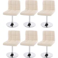 Mendler 6 x Eetkamerstoel, draaistoel, stoel Kavala, kunstleer, chroom, crème