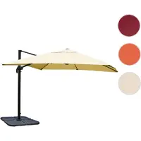 Mendler Gastronomie parasol, model HWC-A96, zonnescherm 3x3 meter (diameter 4,24 meter), polyester met aluminium/stalen frame, 23 kg, kleur crème, inclusief standaard