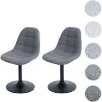 Mendler Set van 2 eetkamerstoelen HWC-A60, keukenstoel, draaistoel, staal -gecertificeerd, stof/textiel bouclé (450g/m²), donkergrijs