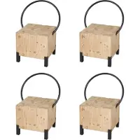 Mendler Set van 4 eetkamerstoelen HWC-L76, gaststoelen, krukjes, industriële stijl, metaal en massief hout, MVG-gecertificeerd, naturel kleur